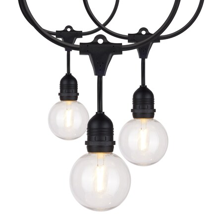 Satco 24-Foot LED String Light Fixture with 12-G25 Lamps, 2000K, 120 Volts S8034